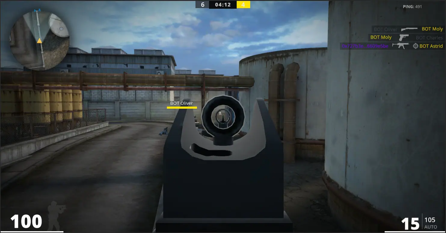 AtDawn gameplay screenshot: WAREHOUSE APPROACH